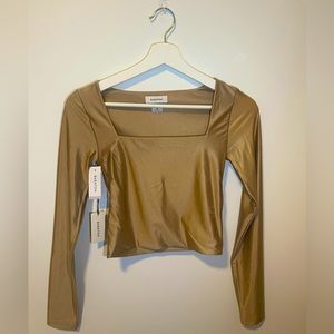 New! Never worn Gold Square Neck Babaton top!                     Size: xs